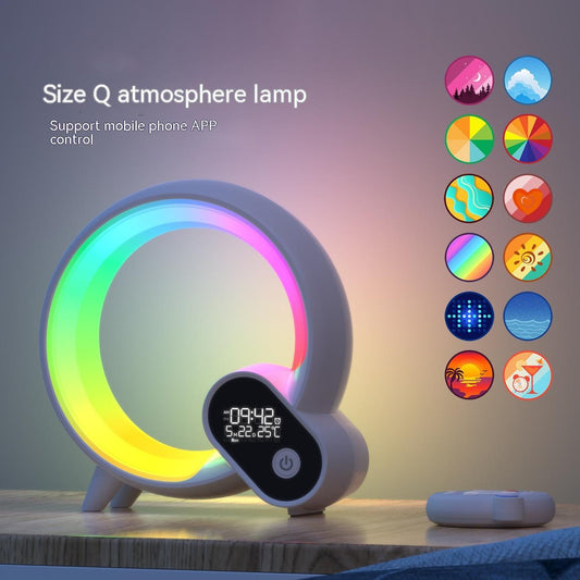 Creative Q Light Analog Sunrise Digital Display Alarm Clock Bluetooth Audio Intelligent Wake - up Q Colorful Atmosphere Light - Krosscanada