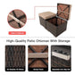 2 Wicker Ottomans, Multipurpose Outdoor Furniture For Patio, Backyard, Additional Seating, Footrest, Side Table With Storage, Removable Cushions