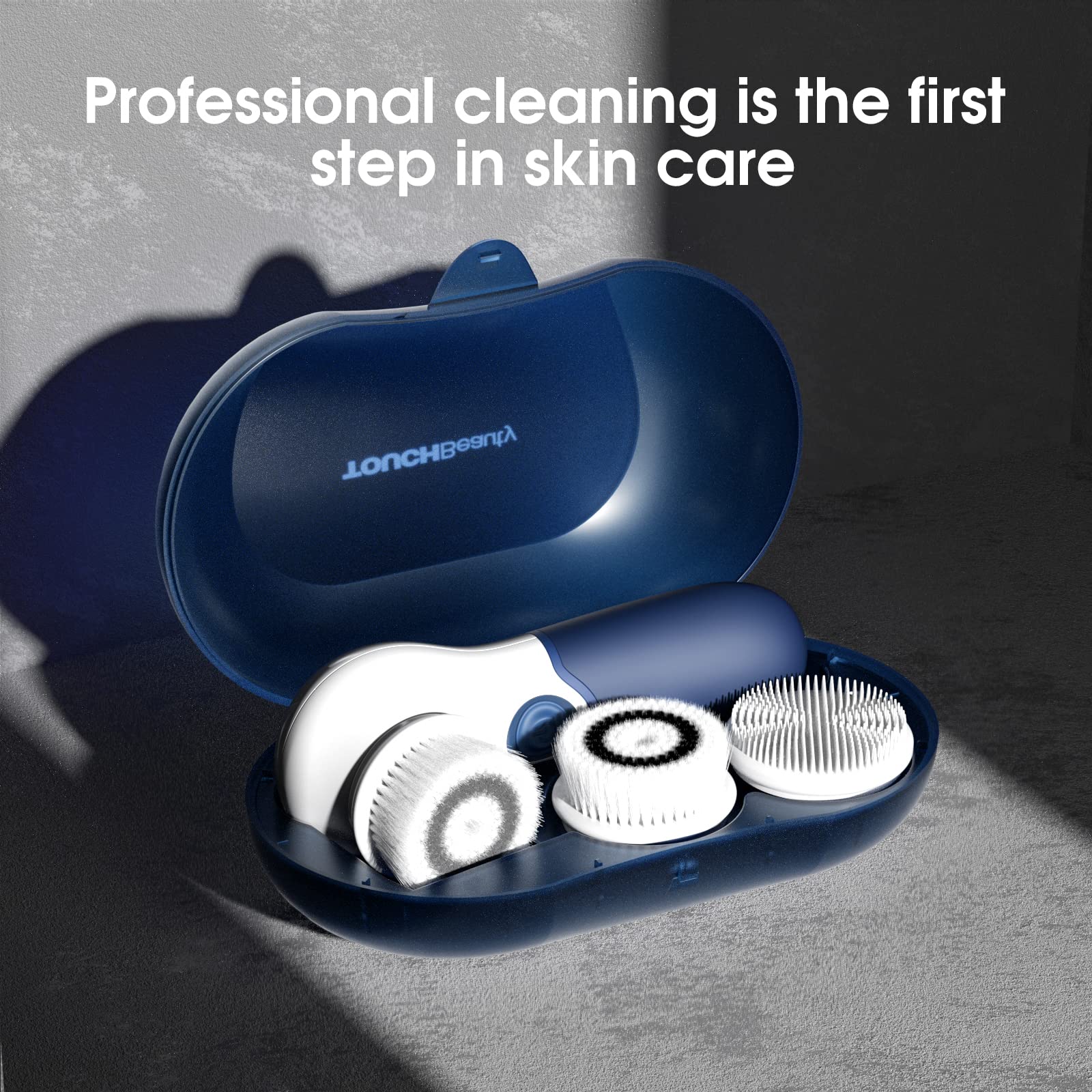 Facial Cleansing Brush Electric Facial Exfoliating Massage Brush with 3 Cleanser Heads and 2 Speeds Adjustable for Deep Cleaning, Removing Blackhead, Face Massaging - Krosscanada