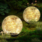 Garden Solar Ball Lights Outdoor Waterproof, 50 LED Cracked Glass Globe Solar Power Ground Lights for Path Yard Patio Lawn, Christmas Decoration Landscape Warm White(2 Pack 4.7'') - Krosscanada
