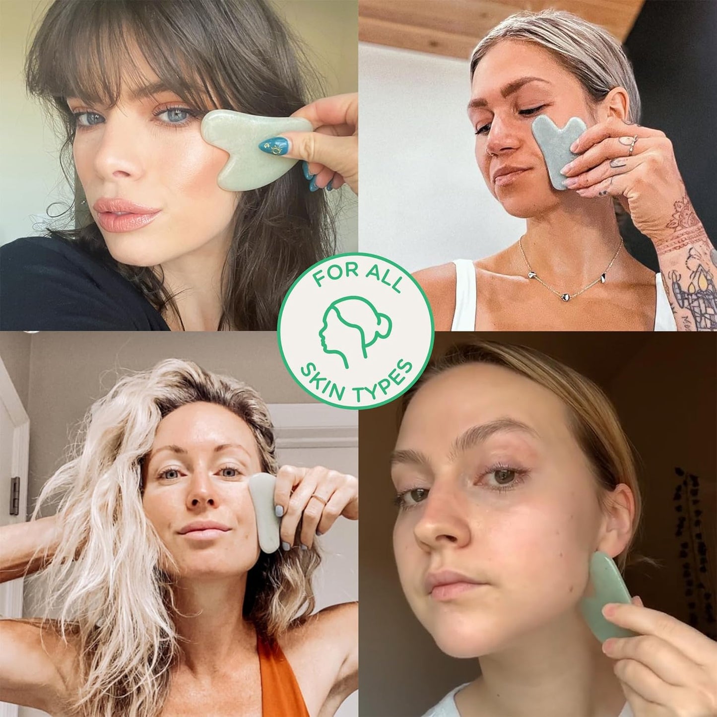 Jade Gua Sha Facial Tool - Face Massager for Skin Tightening and Facial Massage Sculpting Tool for Jaw, Perfect as Skin Care Gifts for Women, Mom, & Teens - Krosscanada