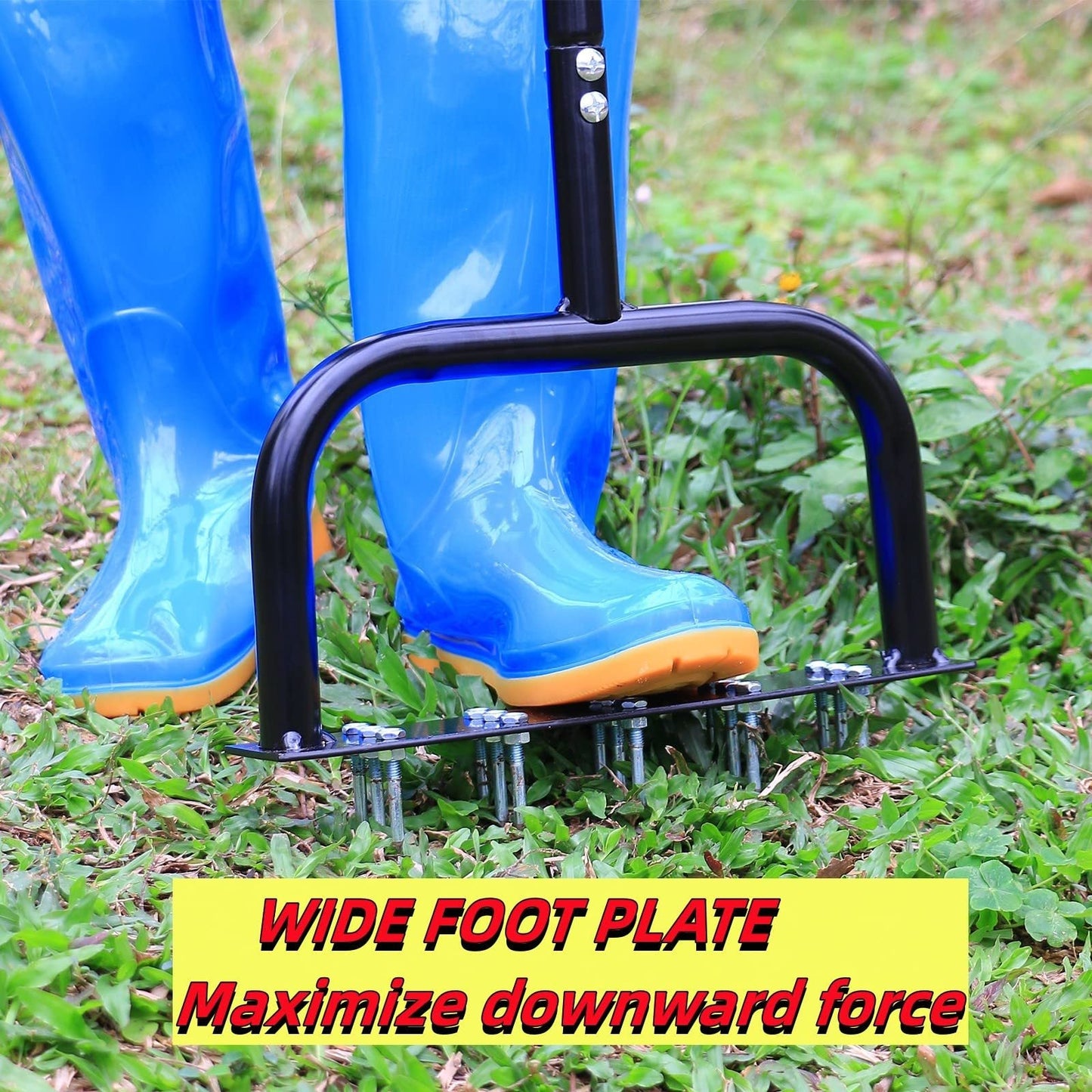 Lawn Aerator Tool Manual Metal Spike Grass Aeration With Dethatching Rake 15 Iron Spikes For Yard And Garden Compacted Soil Aerator Tool Black - Krosscanada