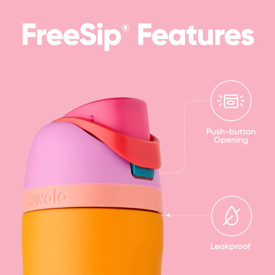 Owala FreeSip Insulated Stainless Steel Water Bottle with Straw for Sports and Travel, BPA - Free, 24 - oz, Shy Marshmallow - Krosscanada