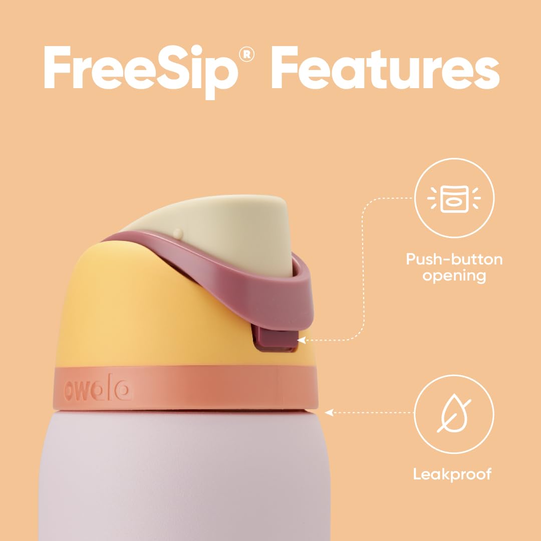 Owala FreeSip Insulated Stainless Steel Water Bottle with Straw for Sports and Travel, BPA - Free, 24 - oz, Shy Marshmallow - Krosscanada