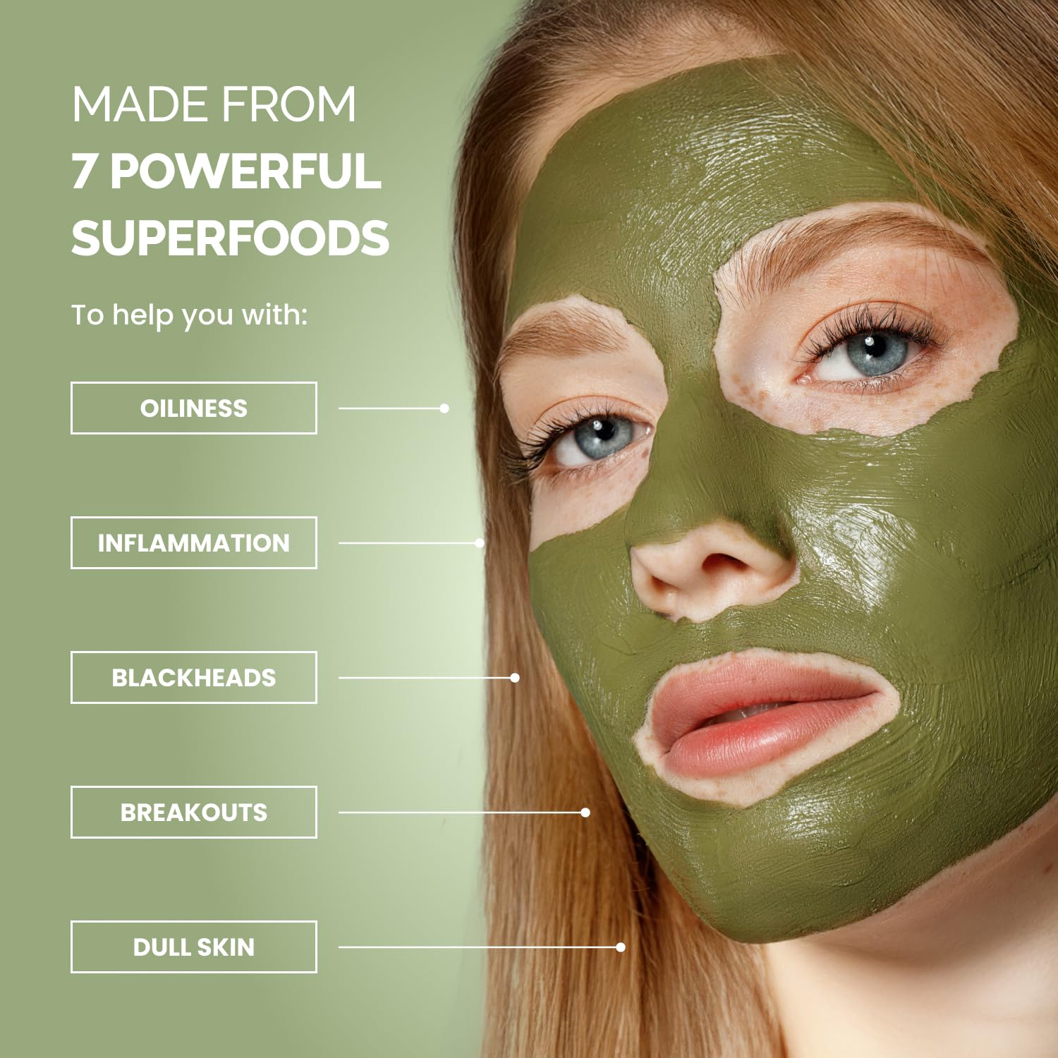 PLANTIFIQUE Clay Mask with Avocado & Superfoods - Korean Face Masks Skincare Products - Dermatologically Tested - Masque Visage Beauté - Gift Idea, 100 ml / 3.4 fl oz - Krosscanada