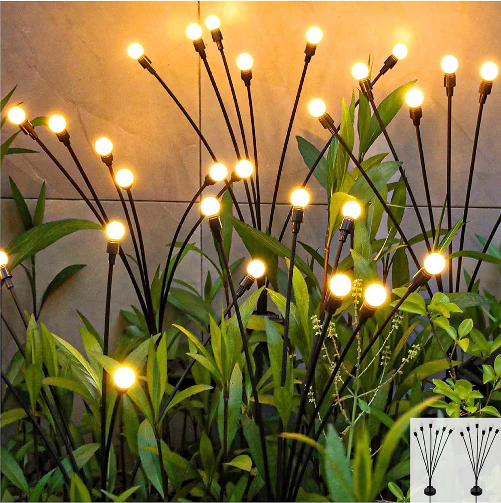 SIOTMERA 4Count Solar Lights Outdoor Waterproof IPX5, Solar Garden Lights, Wind Swaying Firefly Lights, Christmas Lights Outdoor, for Yard Lawn Pathway Decoration Lighting, 6LED WarmYellow - Krosscanada