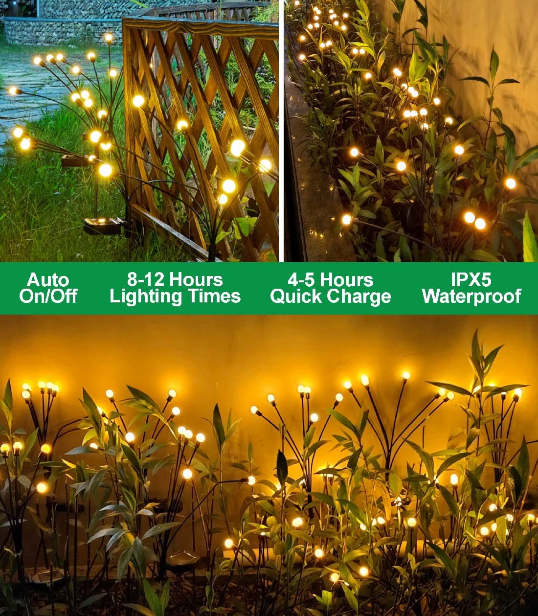 SIOTMERA 4Count Solar Lights Outdoor Waterproof IPX5, Solar Garden Lights, Wind Swaying Firefly Lights, Christmas Lights Outdoor, for Yard Lawn Pathway Decoration Lighting, 6LED WarmYellow - Krosscanada