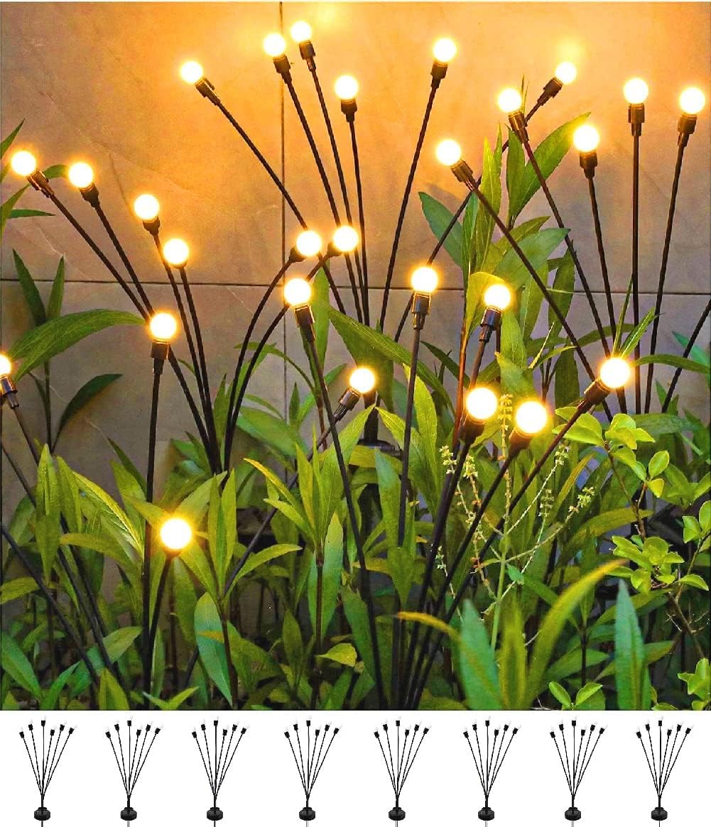 SIOTMERA 4Count Solar Lights Outdoor Waterproof IPX5, Solar Garden Lights, Wind Swaying Firefly Lights, Christmas Lights Outdoor, for Yard Lawn Pathway Decoration Lighting, 6LED WarmYellow - Krosscanada