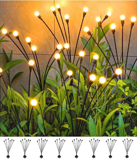 SIOTMERA 4Count Solar Lights Outdoor Waterproof IPX5, Solar Garden Lights, Wind Swaying Firefly Lights, Christmas Lights Outdoor, for Yard Lawn Pathway Decoration Lighting, 6LED WarmYellow - Krosscanada