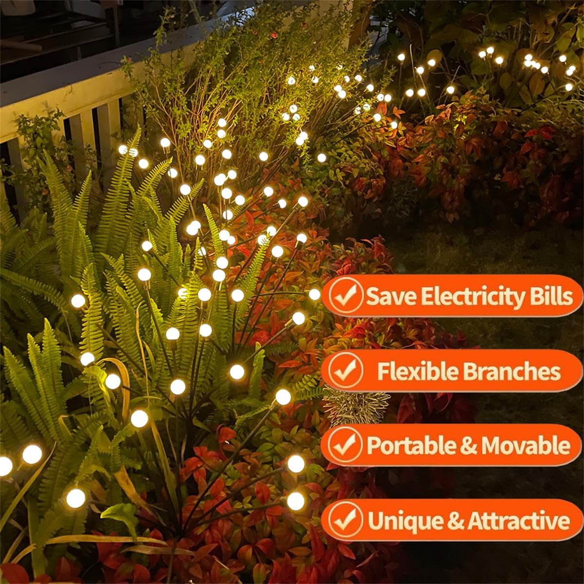 SIOTMERA 4Count Solar Lights Outdoor Waterproof IPX5, Solar Garden Lights, Wind Swaying Firefly Lights, Christmas Lights Outdoor, for Yard Lawn Pathway Decoration Lighting, 6LED WarmYellow - Krosscanada