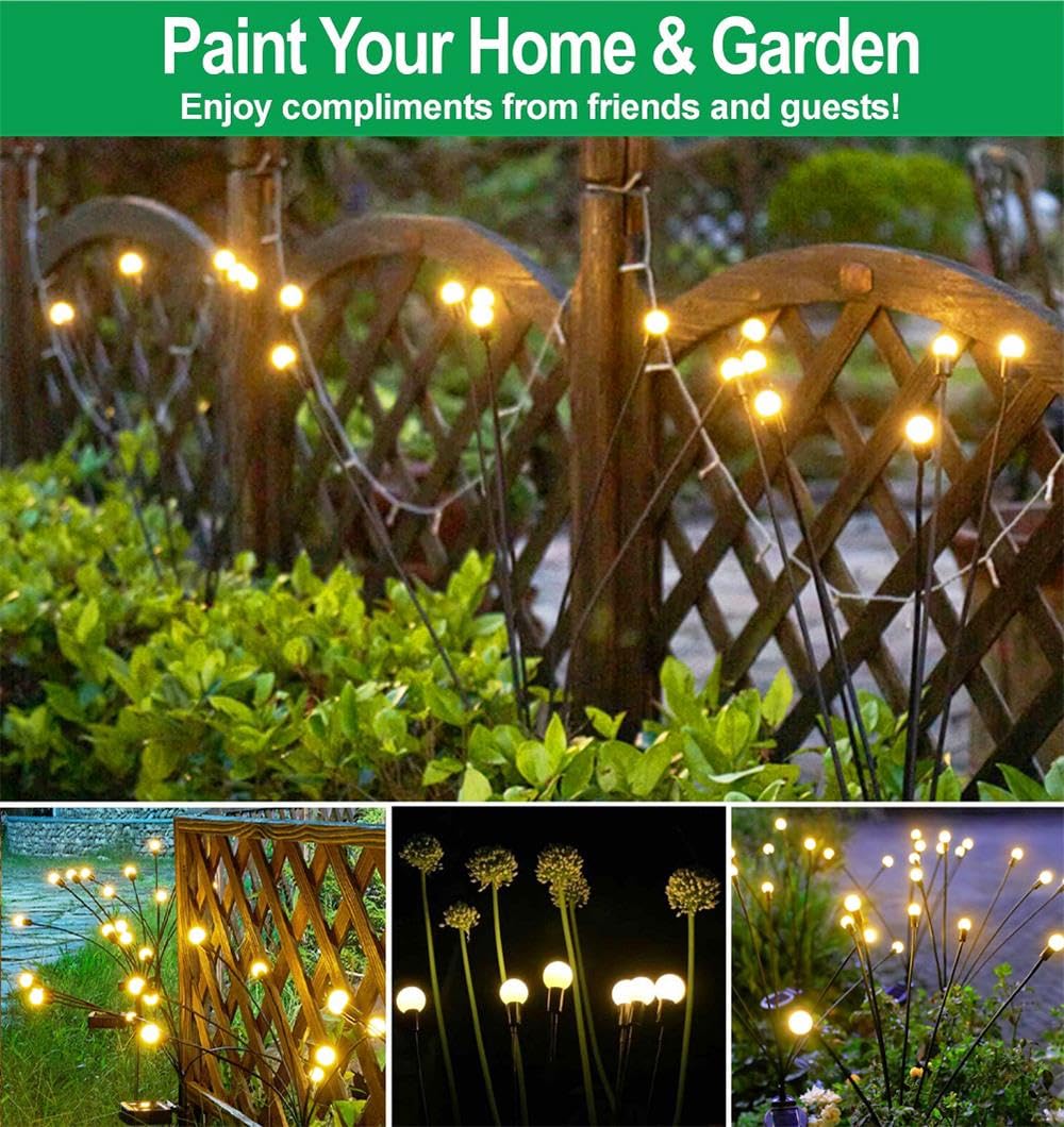 SIOTMERA 4Count Solar Lights Outdoor Waterproof IPX5, Solar Garden Lights, Wind Swaying Firefly Lights, Christmas Lights Outdoor, for Yard Lawn Pathway Decoration Lighting, 6LED WarmYellow - Krosscanada