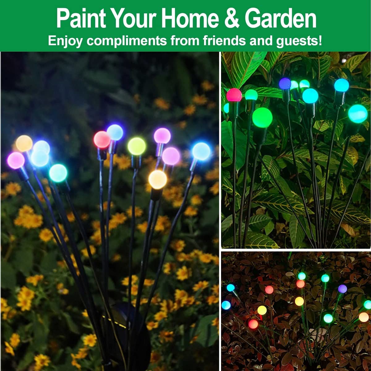 SIOTMERA 4Count Solar Lights Outdoor Waterproof IPX5, Solar Garden Lights, Wind Swaying Firefly Lights, Christmas Lights Outdoor, for Yard Lawn Pathway Decoration Lighting, 6LED WarmYellow - Krosscanada