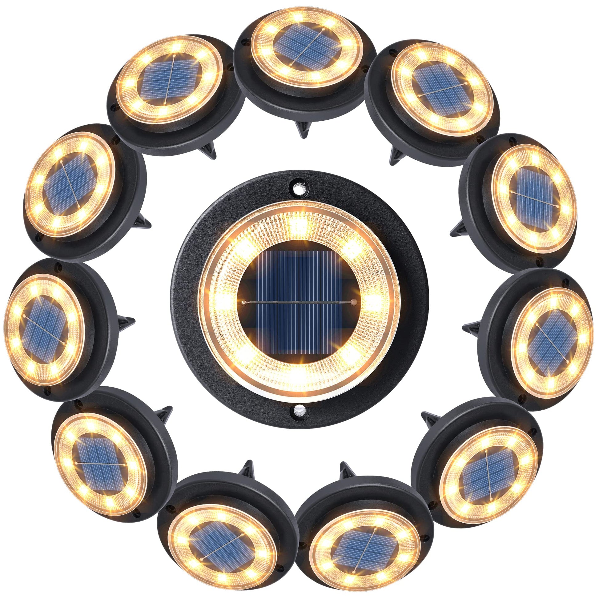 Solar Ground Lights - IP68 Waterproof 12 Pack Dual - Purpose Outdoor Garden, Solar Powered Disk Lights Outdoor Landscape Lights for Patio Yard Pathway Walkway Driveway Warm White - Krosscanada