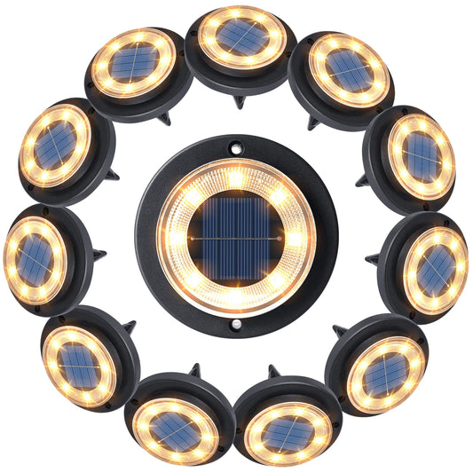 Solar Ground Lights - IP68 Waterproof 12 Pack Dual - Purpose Outdoor Garden, Solar Powered Disk Lights Outdoor Landscape Lights for Patio Yard Pathway Walkway Driveway Warm White - Krosscanada