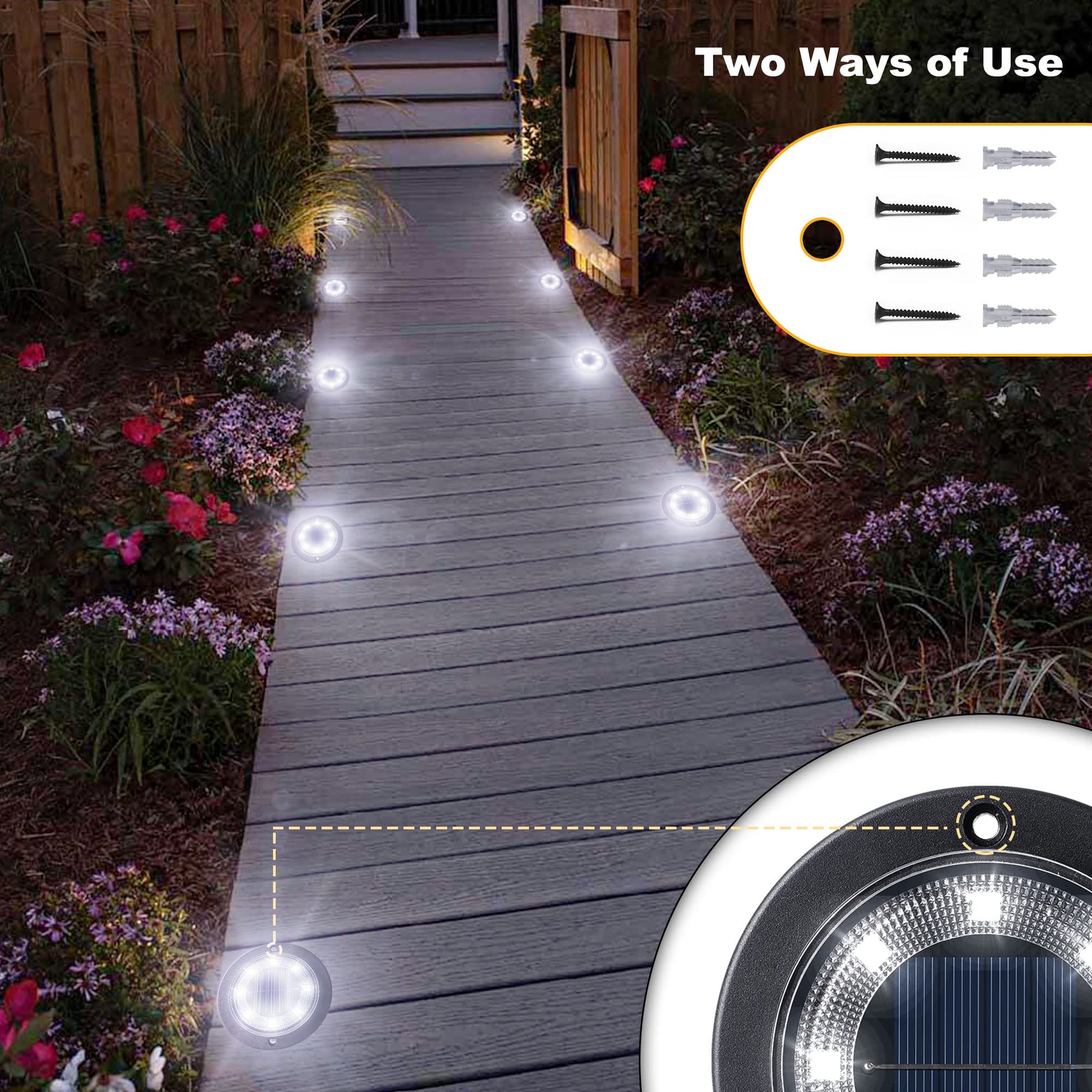 Solar Ground Lights - IP68 Waterproof 12 Pack Dual - Purpose Outdoor Garden, Solar Powered Disk Lights Outdoor Landscape Lights for Patio Yard Pathway Walkway Driveway Warm White - Krosscanada
