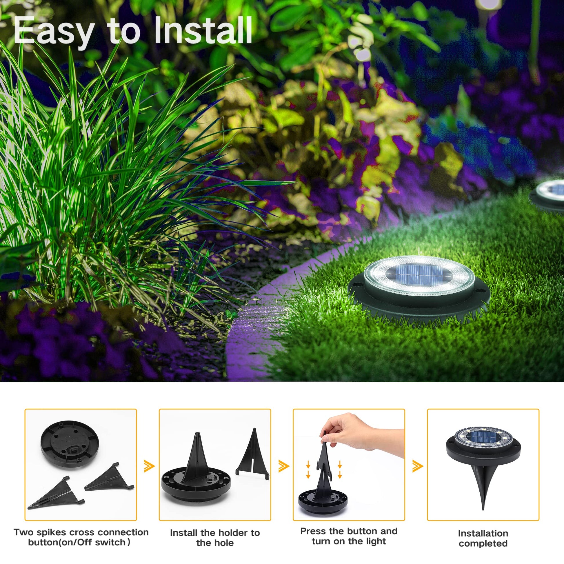 Solar Ground Lights - IP68 Waterproof 12 Pack Dual - Purpose Outdoor Garden, Solar Powered Disk Lights Outdoor Landscape Lights for Patio Yard Pathway Walkway Driveway Warm White - Krosscanada