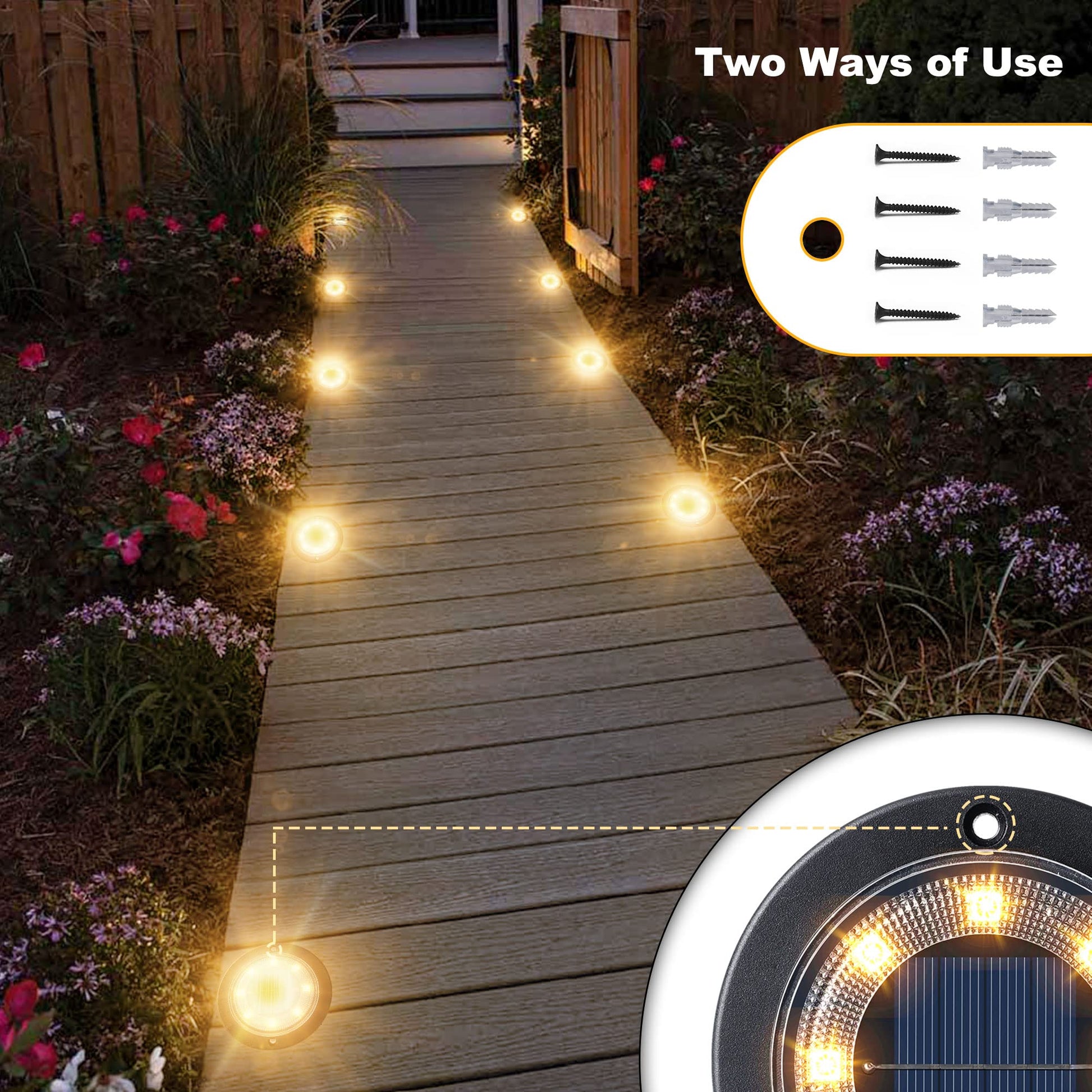 Solar Ground Lights - IP68 Waterproof 12 Pack Dual - Purpose Outdoor Garden, Solar Powered Disk Lights Outdoor Landscape Lights for Patio Yard Pathway Walkway Driveway Warm White - Krosscanada
