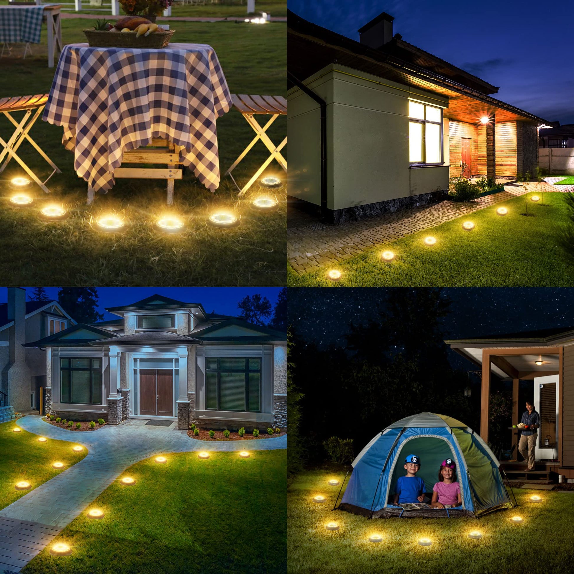 Solar Ground Lights - IP68 Waterproof 12 Pack Dual - Purpose Outdoor Garden, Solar Powered Disk Lights Outdoor Landscape Lights for Patio Yard Pathway Walkway Driveway Warm White - Krosscanada