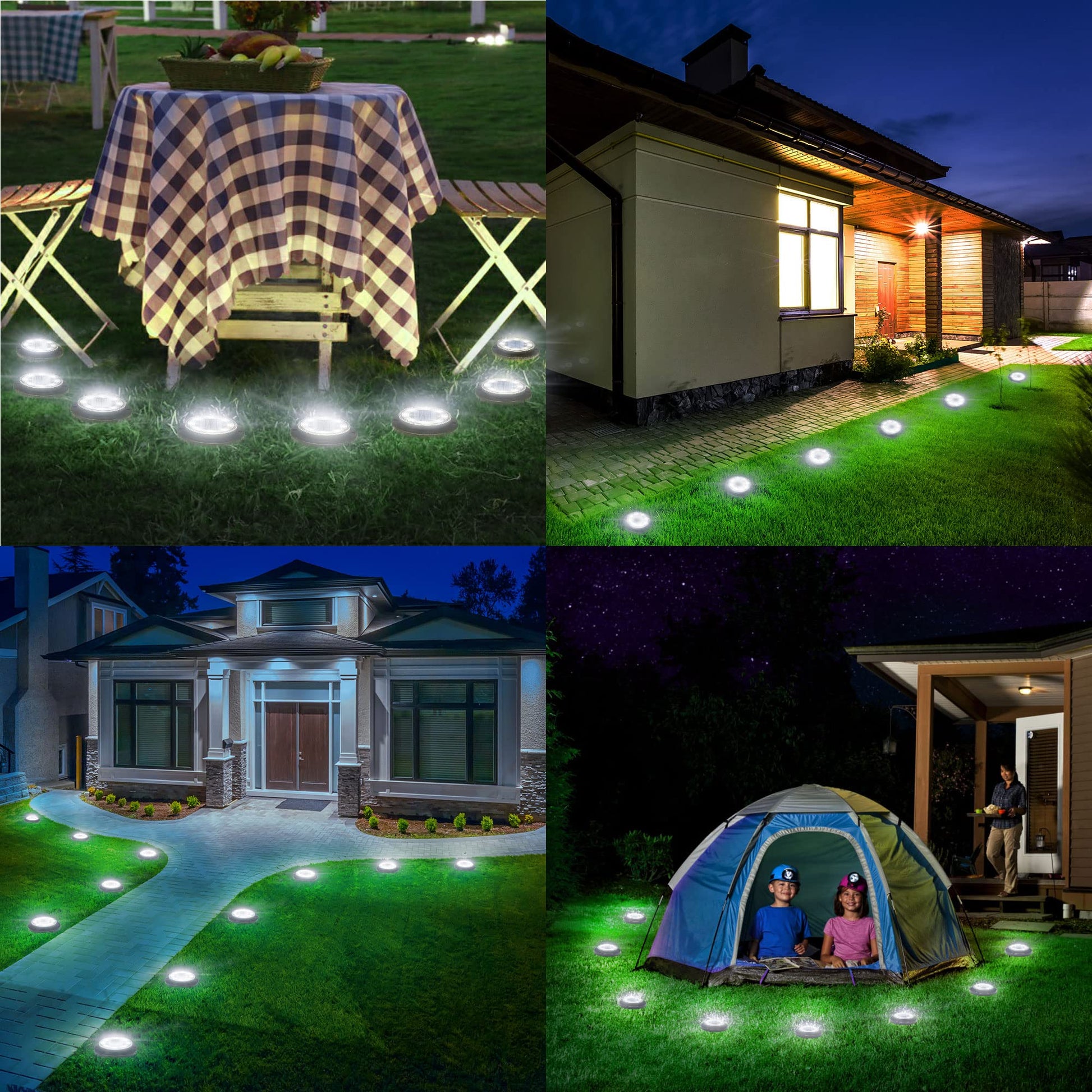 Solar Ground Lights - IP68 Waterproof 12 Pack Dual - Purpose Outdoor Garden, Solar Powered Disk Lights Outdoor Landscape Lights for Patio Yard Pathway Walkway Driveway Warm White - Krosscanada