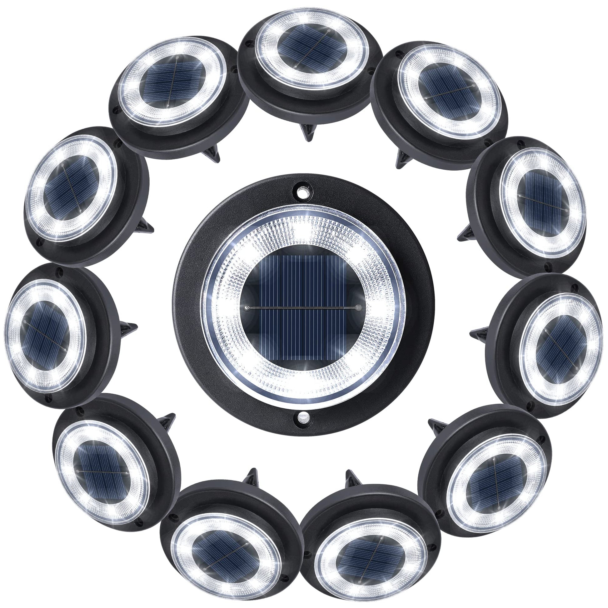 Solar Ground Lights - IP68 Waterproof 12 Pack Dual - Purpose Outdoor Garden, Solar Powered Disk Lights Outdoor Landscape Lights for Patio Yard Pathway Walkway Driveway Warm White - Krosscanada