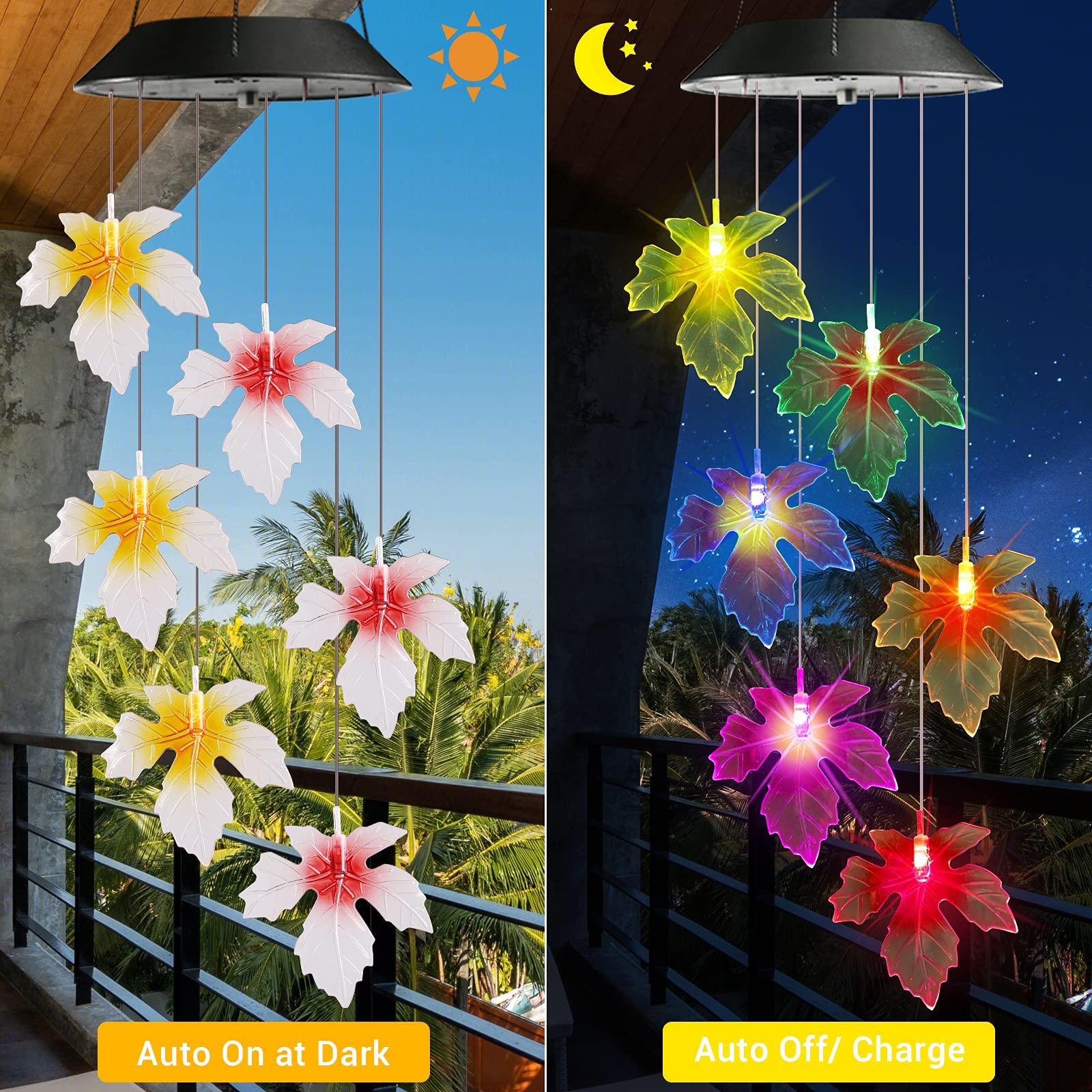 Toodour Solar Wind Chimes, Color Changing Solar Hummingbird Wind Chimes, LED Decorative Mobile, Waterproof Solar Lights Outdoor for Patio, Window, Garden Decor, for Mom/Grandma - Krosscanada