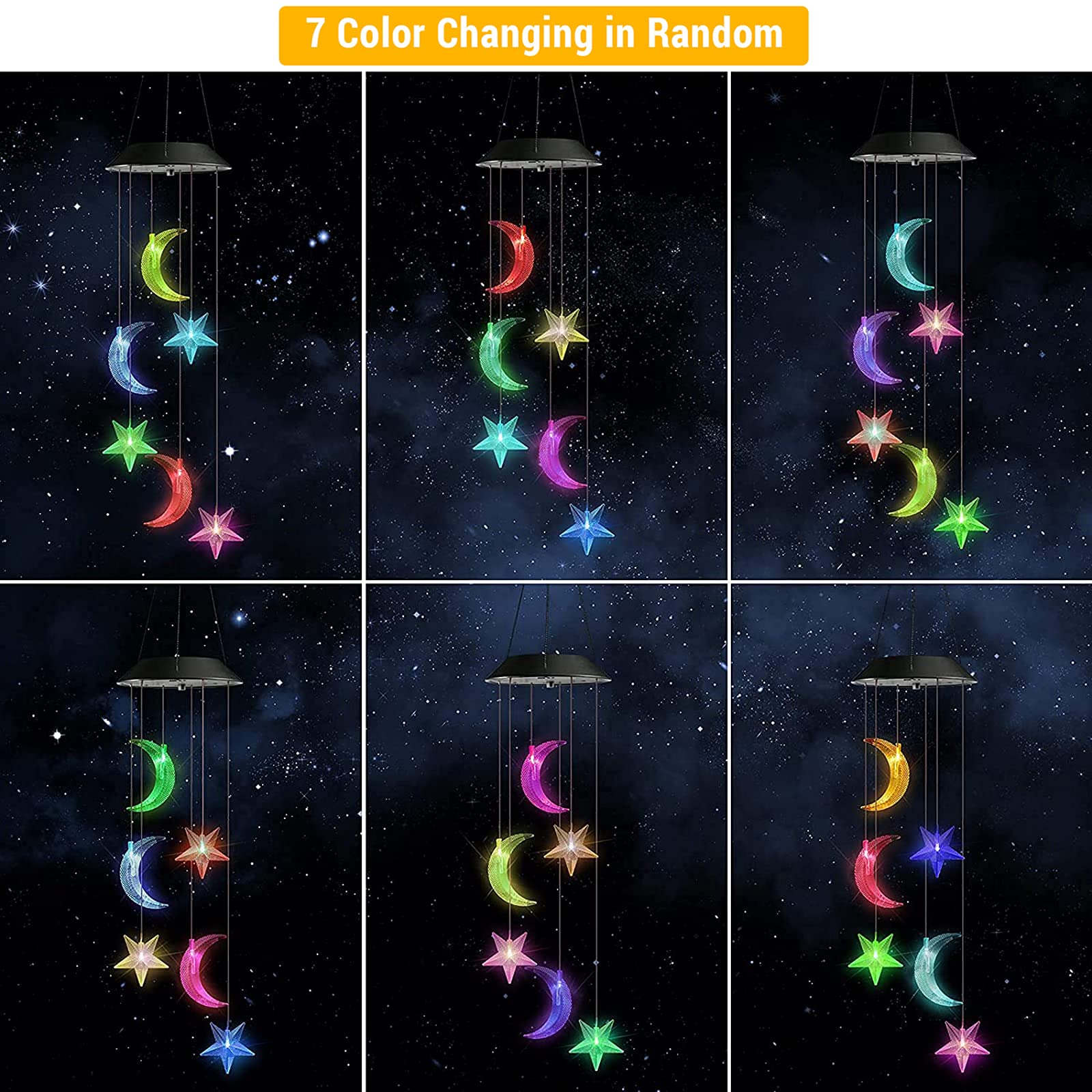 Toodour Solar Wind Chimes, Color Changing Solar Hummingbird Wind Chimes, LED Decorative Mobile, Waterproof Solar Lights Outdoor for Patio, Window, Garden Decor, for Mom/Grandma - Krosscanada