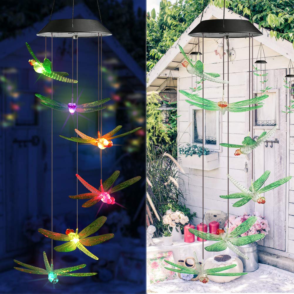 Toodour Solar Wind Chimes, Color Changing Solar Hummingbird Wind Chimes, LED Decorative Mobile, Waterproof Solar Lights Outdoor for Patio, Window, Garden Decor, for Mom/Grandma - Krosscanada