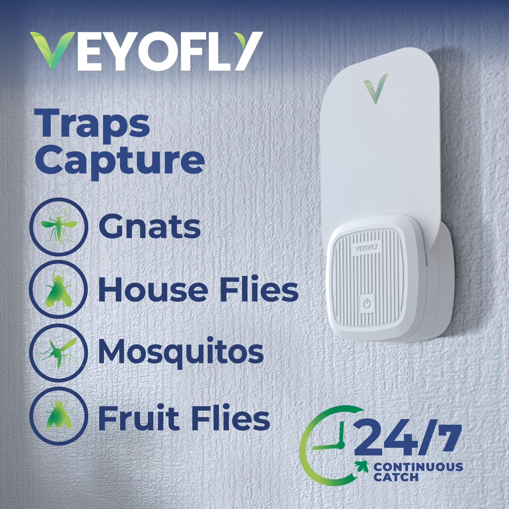 VEYOFLY Gnat Attracts for House, Fly Attract, Fruit Fly Attract, Fly Catcher, Plug in Catch for Fruit Flies, Moths, Gnats Attract (1 Devices + 3 Refills) - Krosscanada