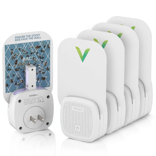 VEYOFLY Gnat Attracts for House, Fly Attract, Fruit Fly Attract, Fly Catcher, Plug in Catch for Fruit Flies, Moths, Gnats Attract (1 Devices + 3 Refills) - Krosscanada
