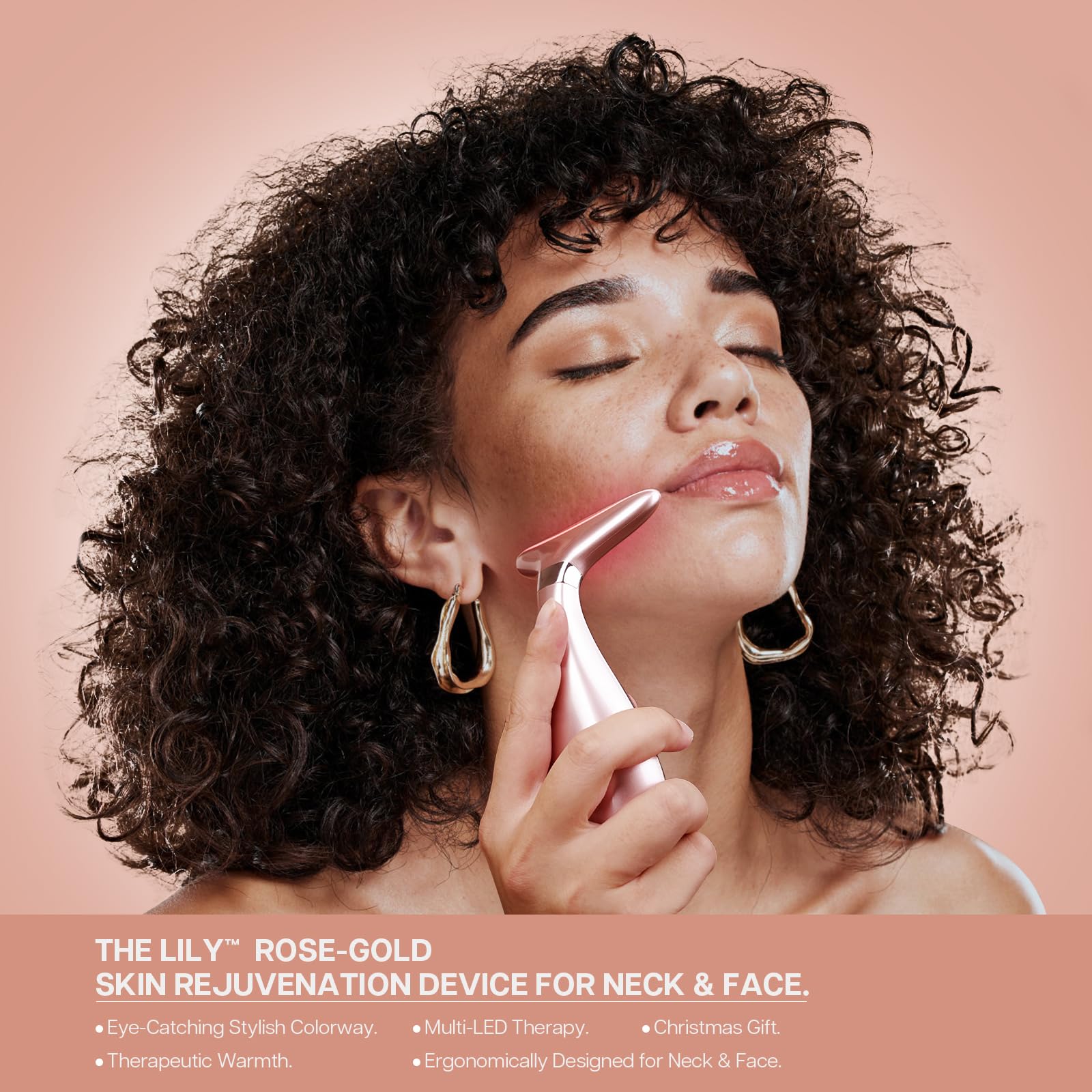 VRAIKO LILY Skin Rejuvenation Beauty Device, 3 - IN - 1 Neck Face Beauty Massager, At - home Facial Spa Tool and Microglow Handset (Pink) - Krosscanada