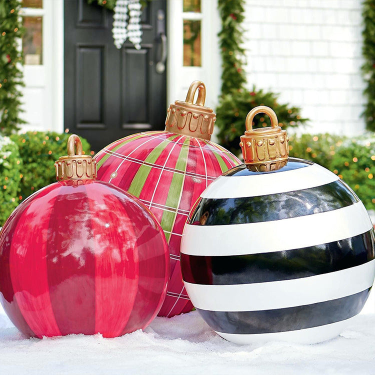 Christmas Ornament Ball Outdoor Pvc 60CM Inflatable Decorated Ball PVC Giant Big Large Balls Xmas Tree Decorations Toy Ball - KKscollecation