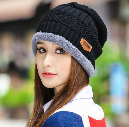 Knit Hat Female Winter ThickeningCap Warm Earmuffscap Head Outdoor Cycling Korean Version Of The Tide Collar Wool Hat - KKscollecation