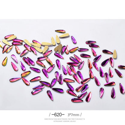 10Pcs 3D Nail Art Rhinestones Long Water Drop Shaped Glitter Nail Art Decorations Accessoires Nail Supplies - Krosscanada