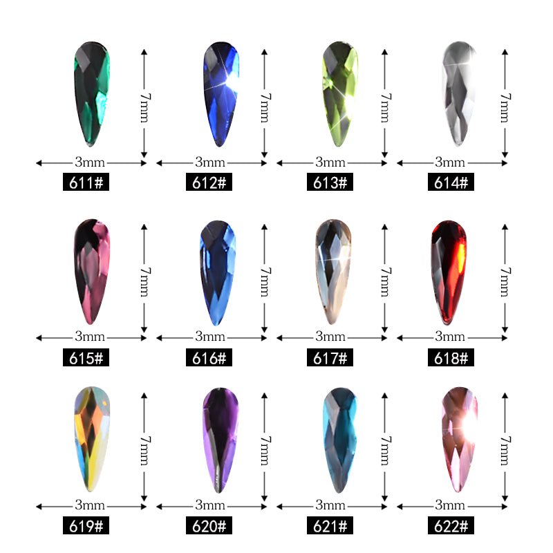 10Pcs 3D Nail Art Rhinestones Long Water Drop Shaped Glitter Nail Art Decorations Accessoires Nail Supplies - Krosscanada