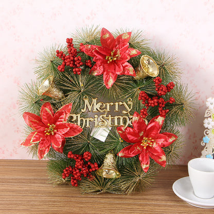 Christmas Wreath Clover Wreath Natural Pine Decorative Christmas Garland with Frost - KKscollecation