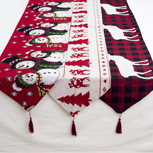 Christmas Elk Snowman Table Runner Merry Christmas Decorations - KKscollecation