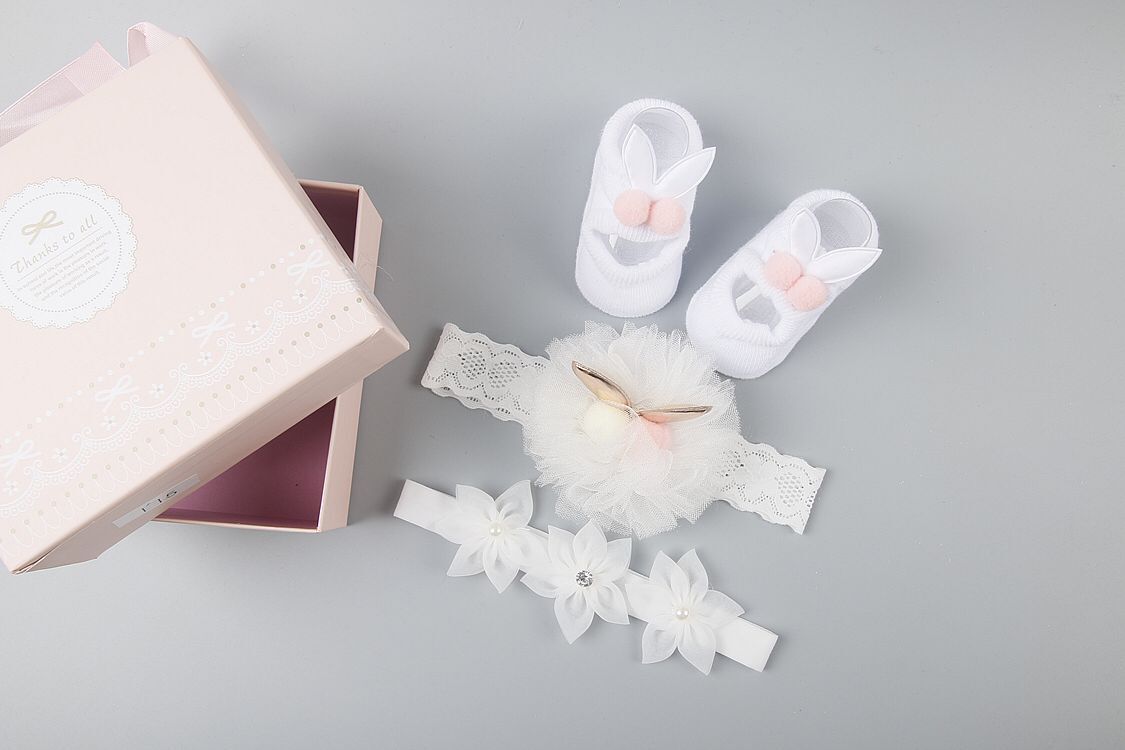 New baby hair accessories socks and shoes set box - KKscollecation