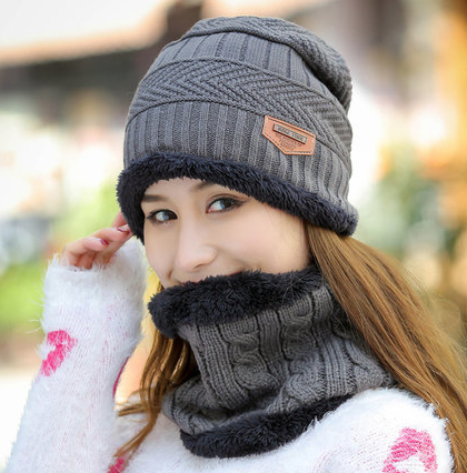 Knit Hat Female Winter ThickeningCap Warm Earmuffscap Head Outdoor Cycling Korean Version Of The Tide Collar Wool Hat - KKscollecation