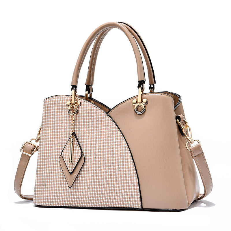 Check Color Block Shoulder Messenger Bag - KKscollecation