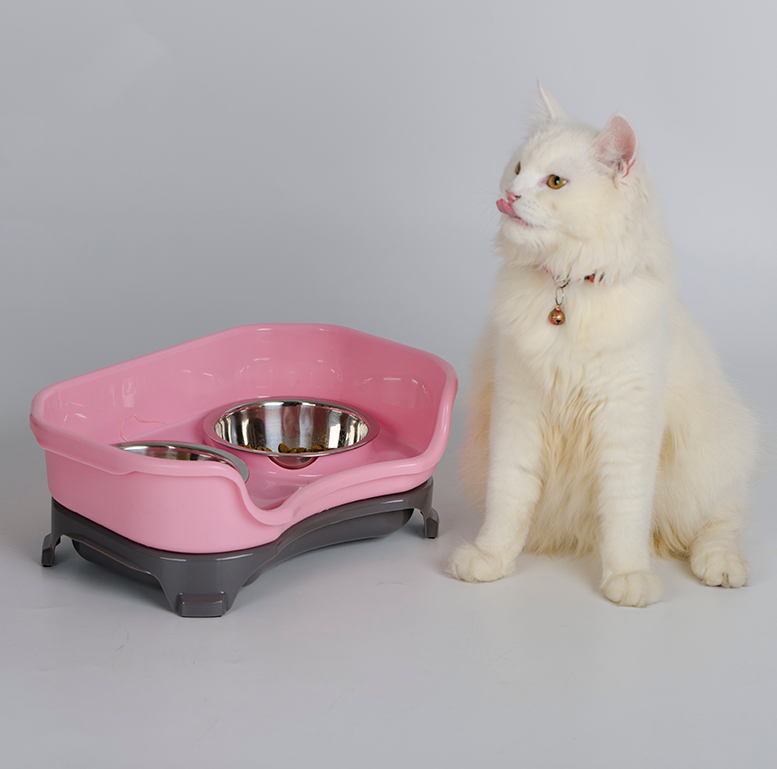 Dog bowl cat bowl pet cat double basin splash-proof neat dog cat rice bowl food bowl stainless steel bowl - KKscollecation