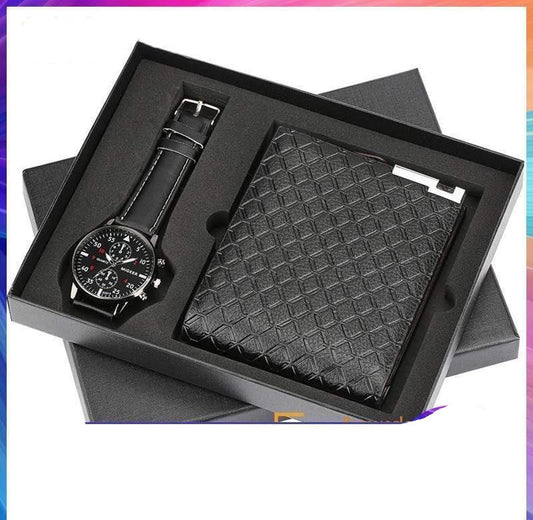 Watch Men's Wallet Fashion Birthday Gift Men's Quartz Watch Wallet - KKscollecation