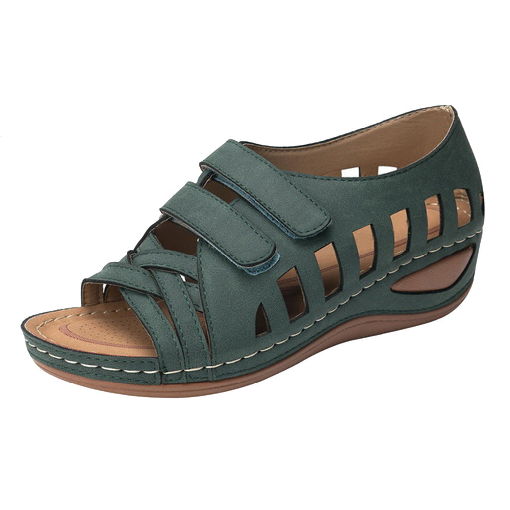 Fashion Velcro Hollow Fish Mouth Sandals - KKscollecation