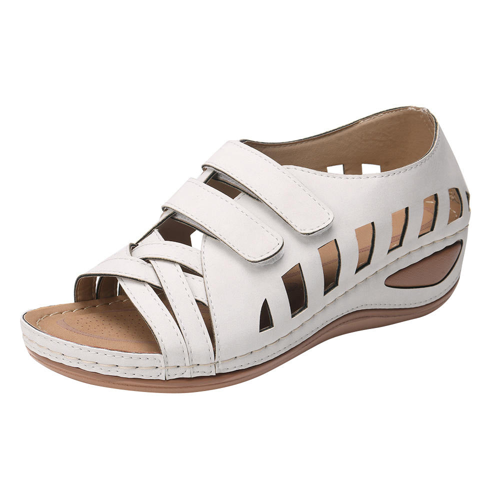 Fashion Velcro Hollow Fish Mouth Sandals - KKscollecation