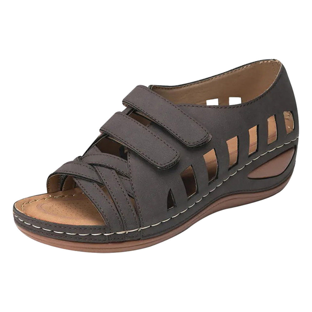 Fashion Velcro Hollow Fish Mouth Sandals - KKscollecation