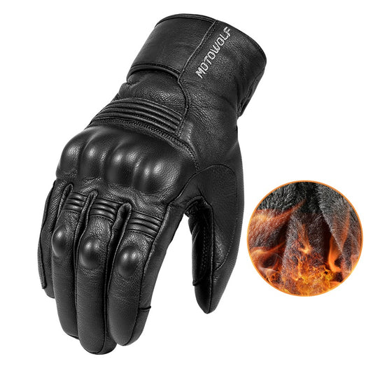 Men'S Winter Motorcycle Leather Gloves - KKscollecation