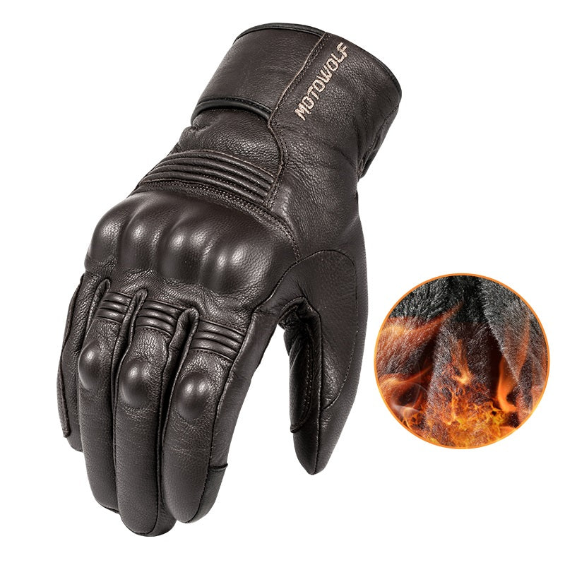 Men'S Winter Motorcycle Leather Gloves - KKscollecation