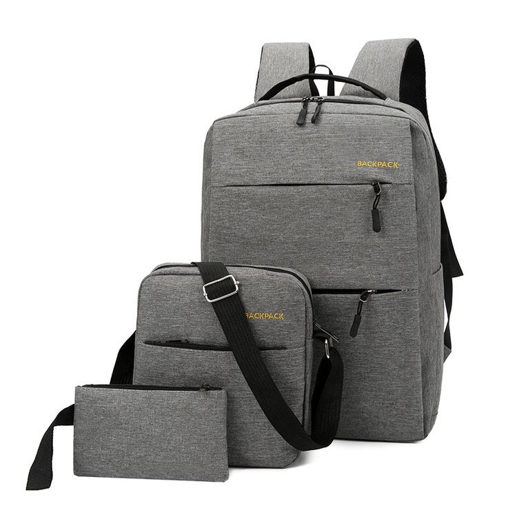 New Casual Men's Backpack Three-piece Outdoor Travel Computer Backpack Female School Bag