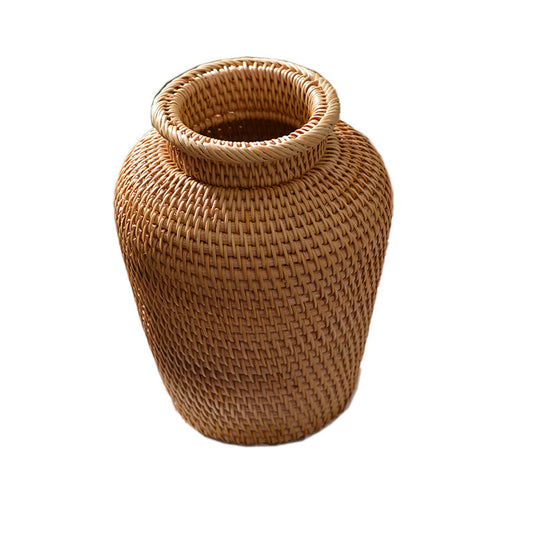 Autumn Rattan Desktop Storage Vase Shooting Props Flower Basket - KKscollecation