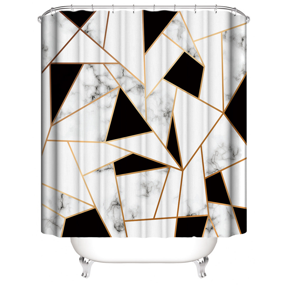 Marble White Shower Curtain Set With Non Slip Rug Bath Mat Carpet Modern Bathroom - KKscollecation