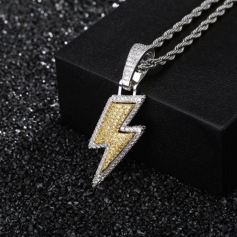 Hot Selling Lightning Hip Hop Pendant Micro-inlaid Zircon Hip Hop Fashion Trendy Hip Hop Jewelry - KKscollecation